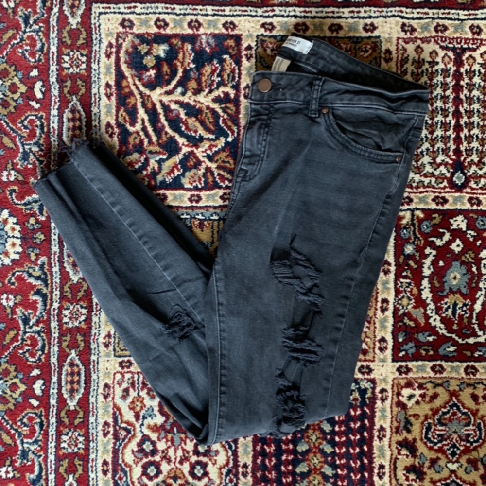 Forever 21 Distressed Black Jeans